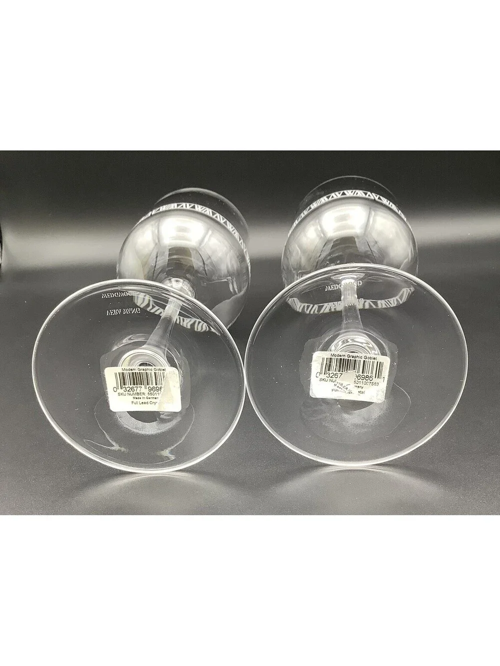 Wedgwood Vera Wang Modern Graphic Crystal Wine Glass Water Goblet *Set of 2*